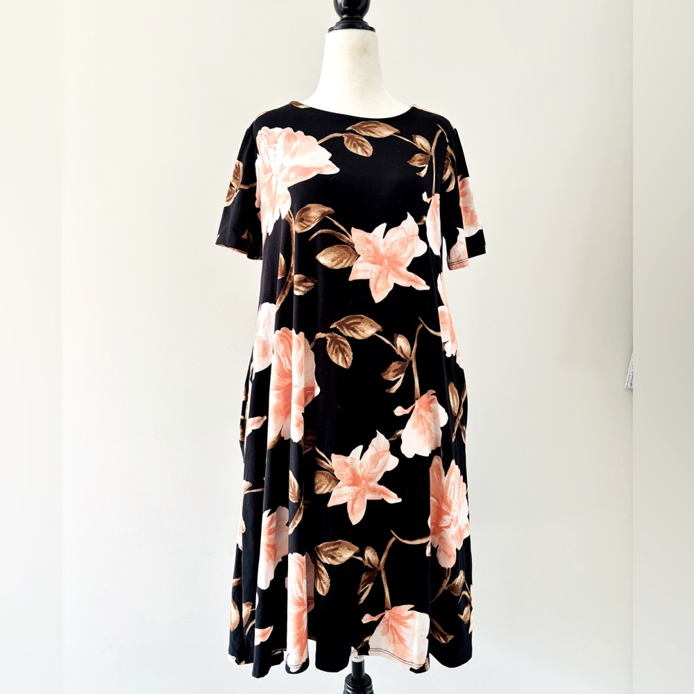 Floral Black and Pink Maternity Dress